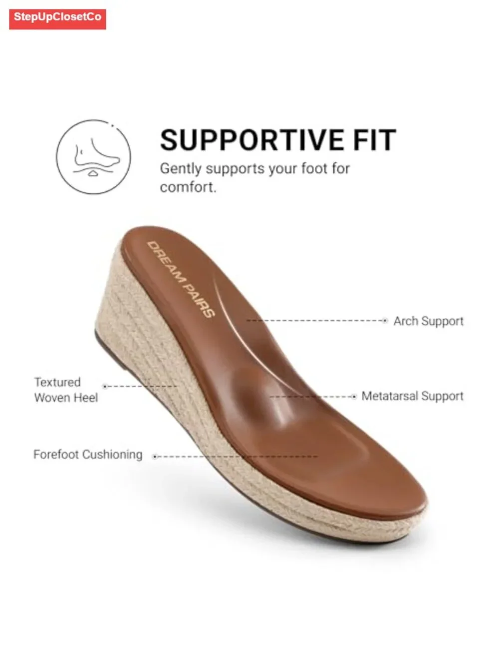 Wedge Espadrille Sandals with Arch Support for Walking